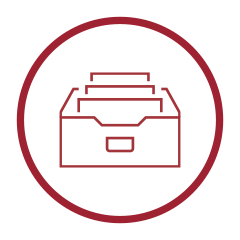 Archive Icon - White circle with drawer with folders inside
