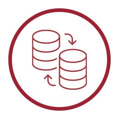 Backup and Restore Icon - White circle with servers inside