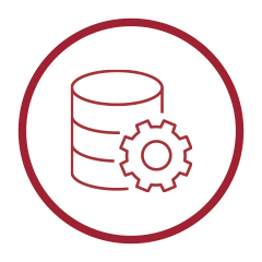 Disaster Recovery Icon - White circle with server and cog inside