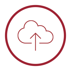 Primary Storage Icon - White circle with cloud and upward arrow inside