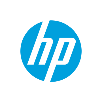 HP Logo - Blue sans-serif type inside cyan circle