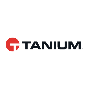 Tanium Logo - Black sans-serif type with red dot and letter T inside
