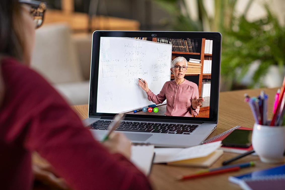 Photo of a student taking an online class