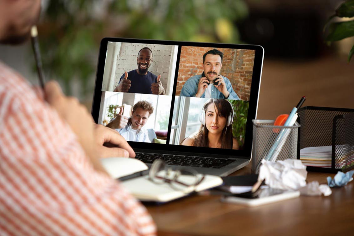 Photo of a man on a video call