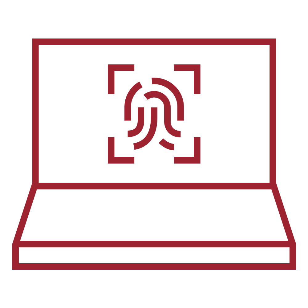 Cybersecurity Managed Services Icon - Laptop with fingerprint identification on screen