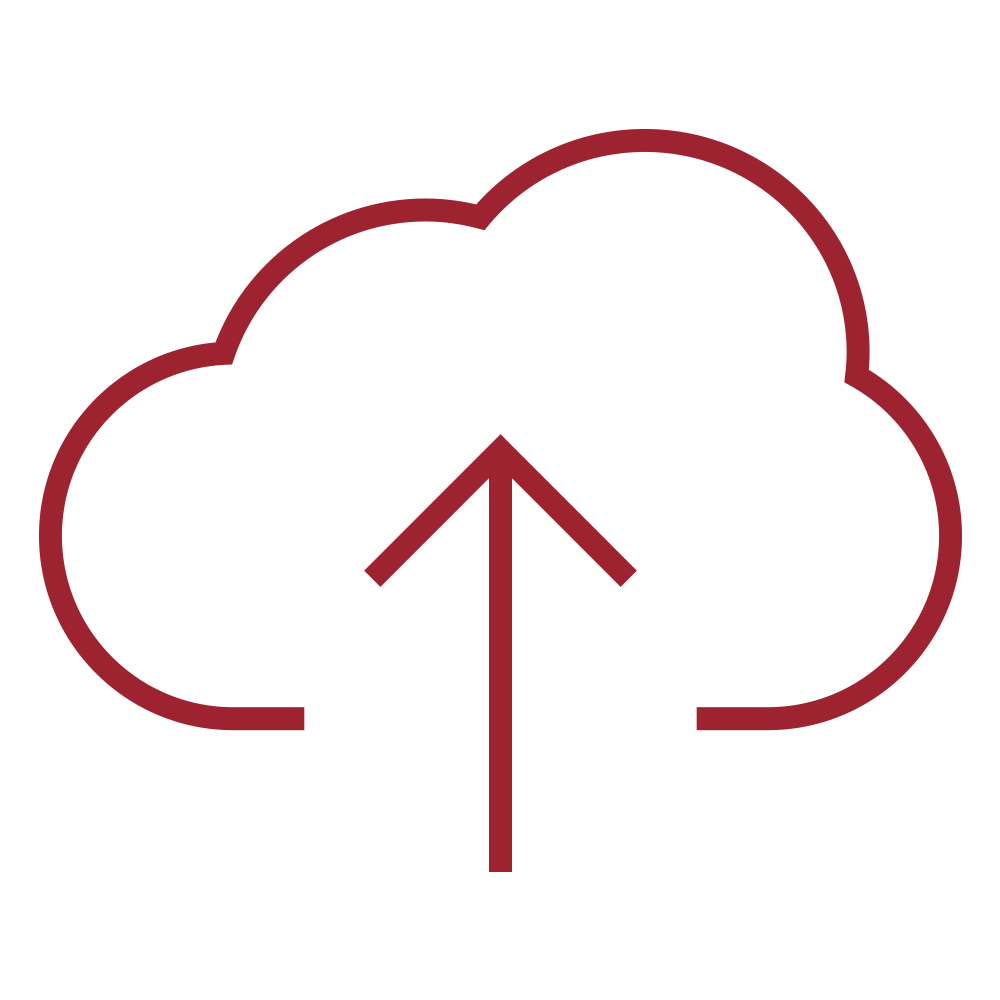 Microsoft Managed Services Icon - Red cloud with arrow going into it