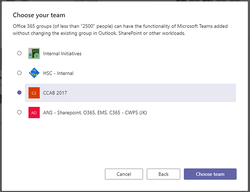 Screen shot of Microsoft Teams settings